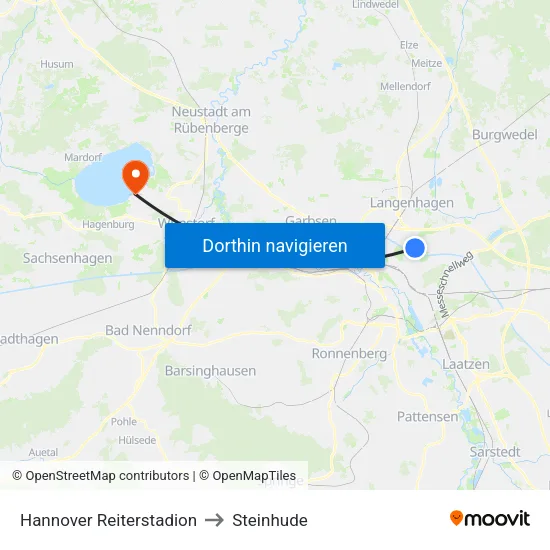 Hannover Reiterstadion to Steinhude map