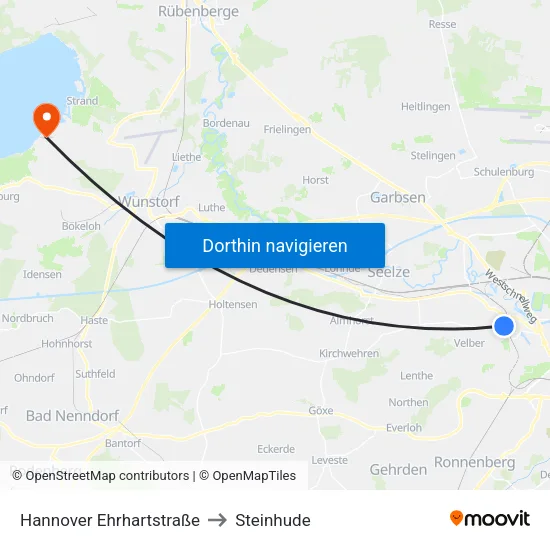Hannover Gedenkstätte Ahlem to Steinhude map