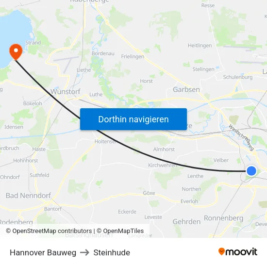 Hannover Bauweg to Steinhude map