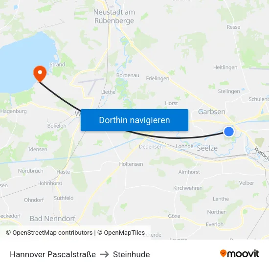 Hannover Pascalstraße to Steinhude map