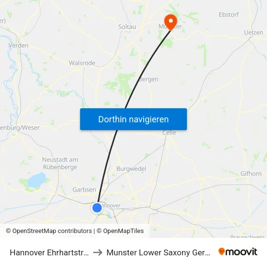 Hannover Gedenkstätte Ahlem to Munster Lower Saxony Germany map