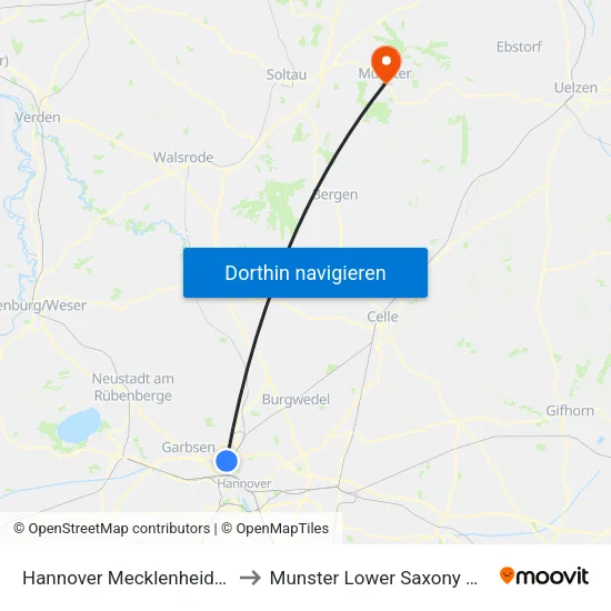Hannover Mecklenheidestraße to Munster Lower Saxony Germany map