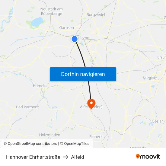 Hannover Gedenkstätte Ahlem to Alfeld map