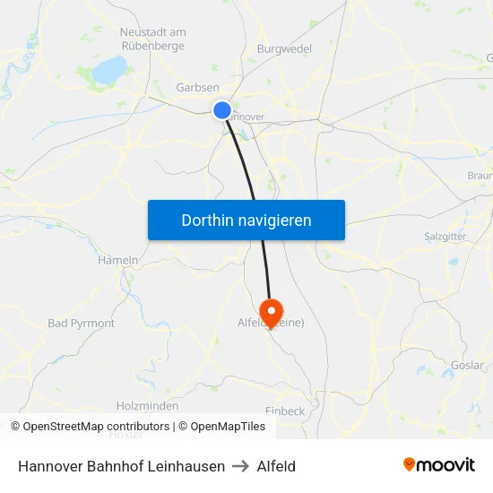 Hannover Bahnhof Leinhausen to Alfeld map