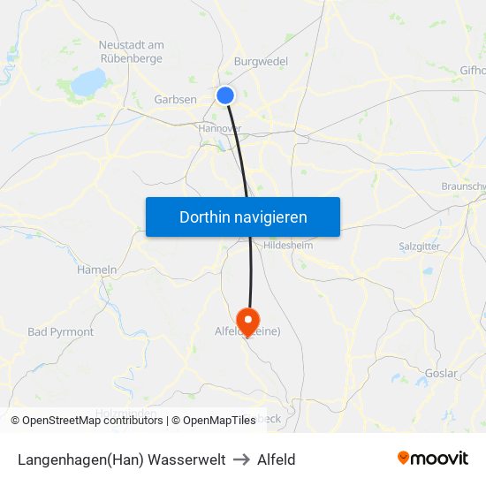 Langenhagen(Han) Wasserwelt to Alfeld map
