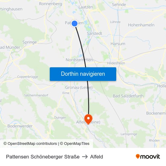 Pattensen Schöneberger Straße to Alfeld map