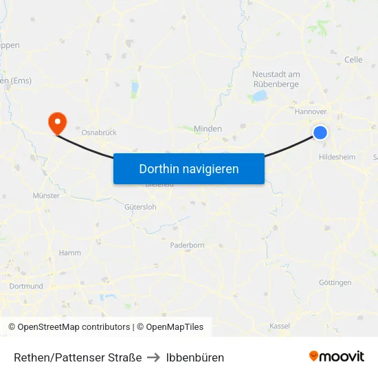 Rethen/Pattenser Straße to Ibbenbüren map