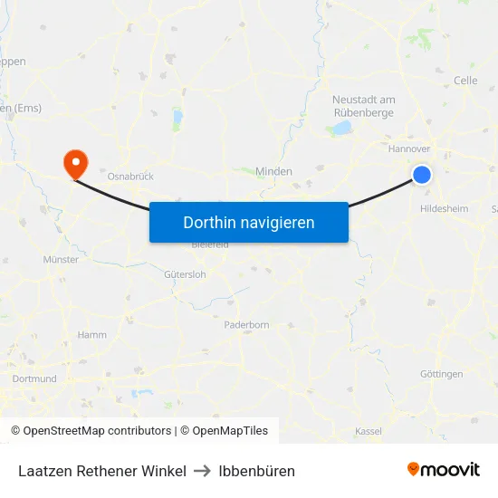 Laatzen Rethener Winkel to Ibbenbüren map