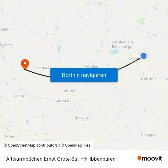 Altwarmbüchen Ernst-Grote-Str. to Ibbenbüren map