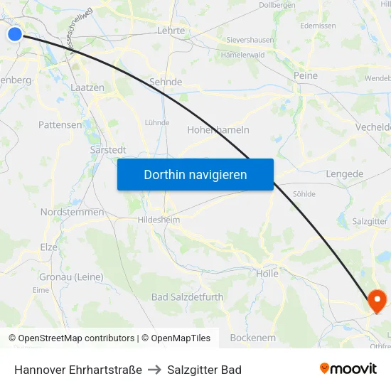 Hannover Gedenkstätte Ahlem to Salzgitter Bad map