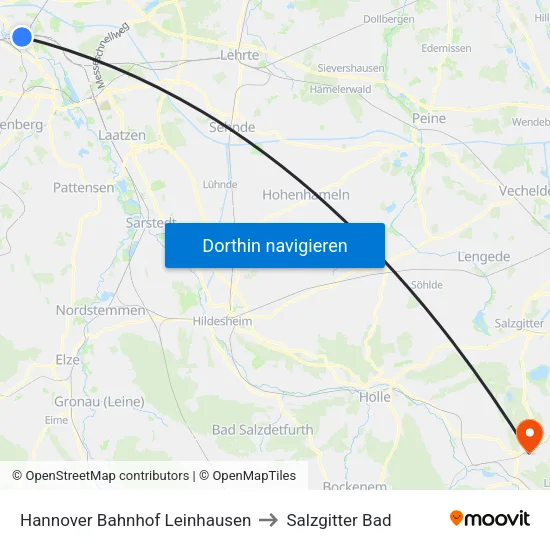 Hannover Bahnhof Leinhausen to Salzgitter Bad map