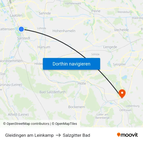 Gleidingen am Leinkamp to Salzgitter Bad map
