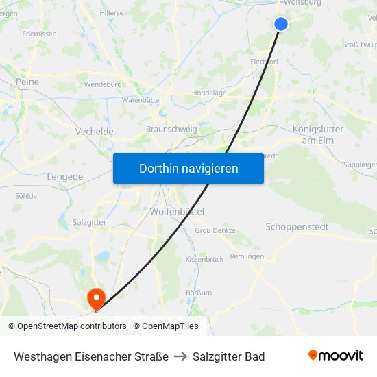 Westhagen Eisenacher Straße to Salzgitter Bad map