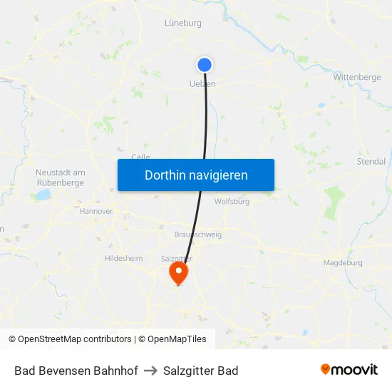 Bad Bevensen Bahnhof to Salzgitter Bad map