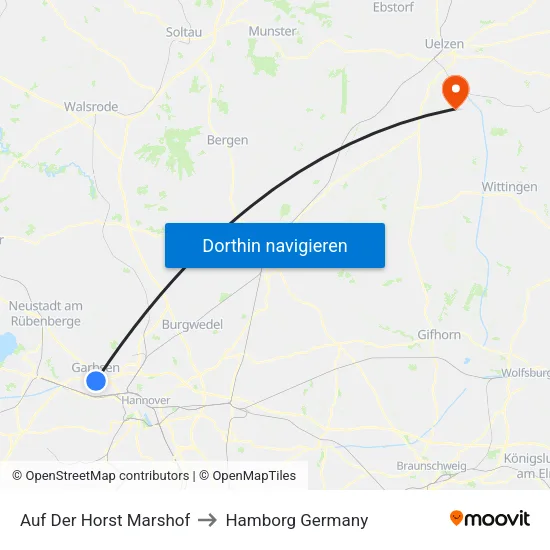Auf Der Horst Marshof to Hamborg Germany map