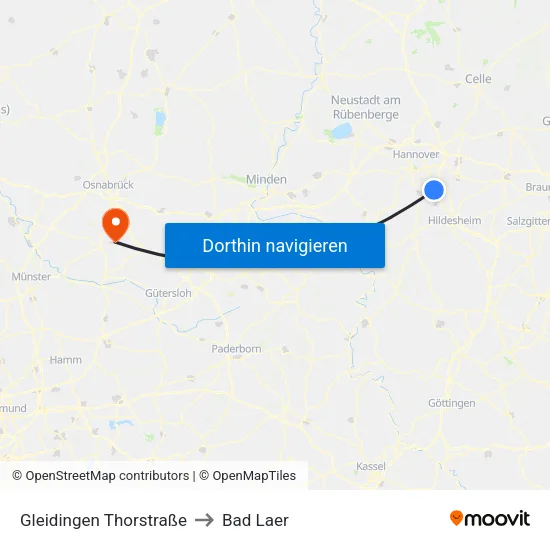 Gleidingen Thorstraße to Bad Laer map