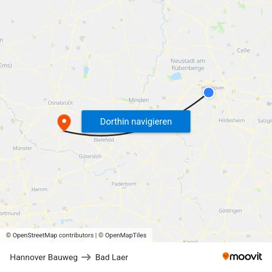 Hannover Bauweg to Bad Laer map