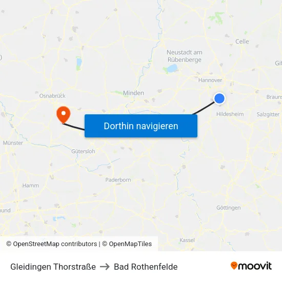 Gleidingen Thorstraße to Bad Rothenfelde map
