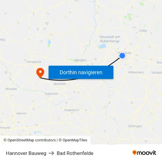 Hannover Bauweg to Bad Rothenfelde map