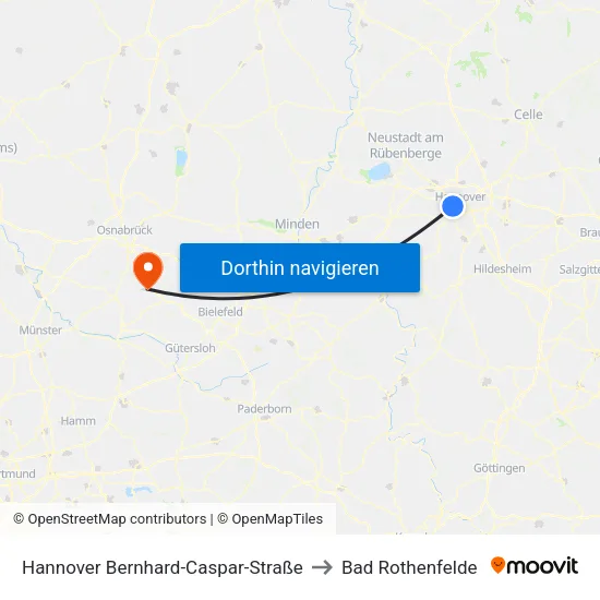 Hannover Bernhard-Caspar-Straße to Bad Rothenfelde map