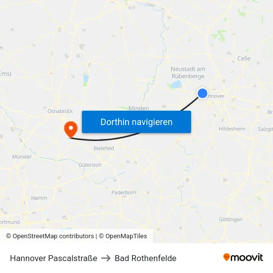 Hannover Pascalstraße to Bad Rothenfelde map