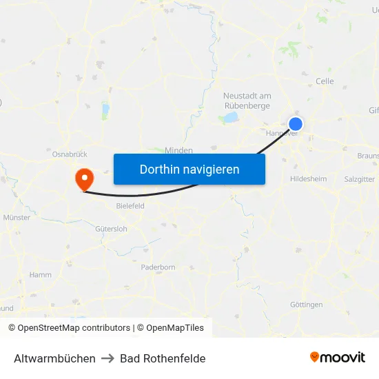 Altwarmbüchen to Bad Rothenfelde map