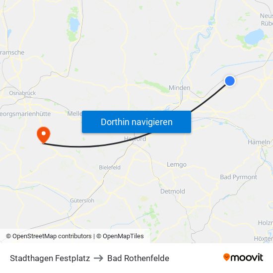 Stadthagen Festplatz to Bad Rothenfelde map