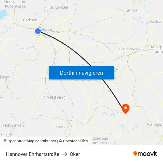 Hannover Gedenkstätte Ahlem to Oker map