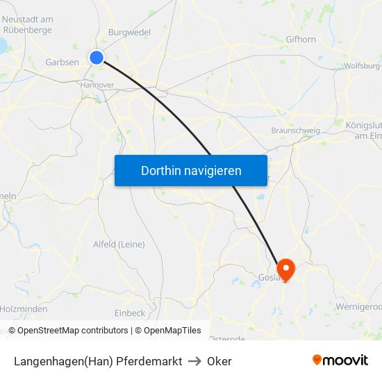 Langenhagen(Han) Pferdemarkt to Oker map