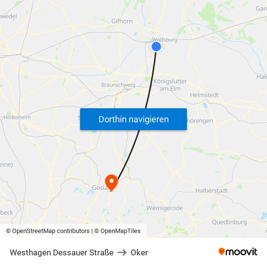 Westhagen Dessauer Straße to Oker map