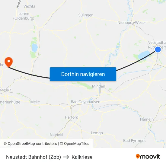 Neustadt Bahnhof (Zob) to Kalkriese map