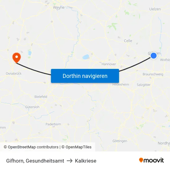 Gifhorn, Gesundheitsamt to Kalkriese map