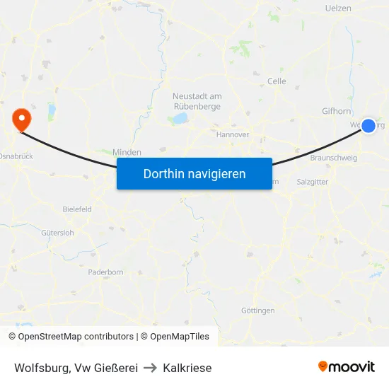 Wolfsburg, Vw Gießerei to Kalkriese map