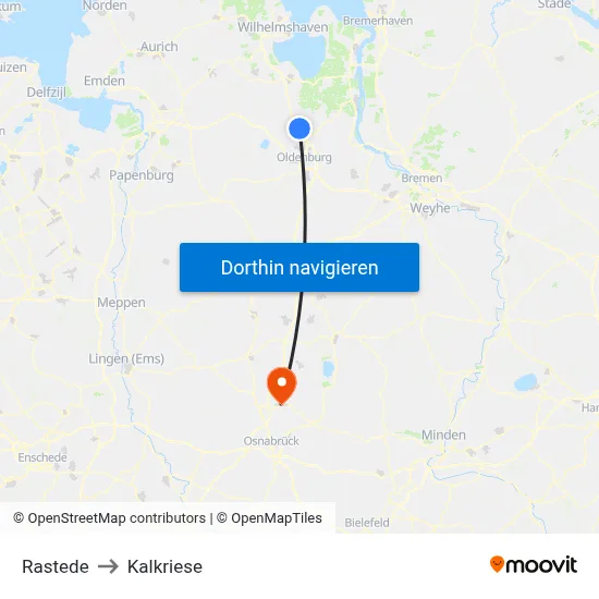 Rastede to Kalkriese map