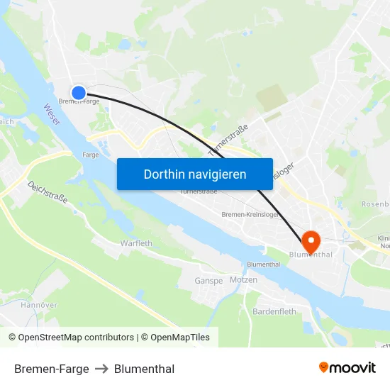 Bremen-Farge to Blumenthal map