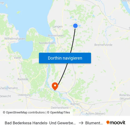 Bad Bederkesa Handels- Und Gewerbepark to Blumenthal map