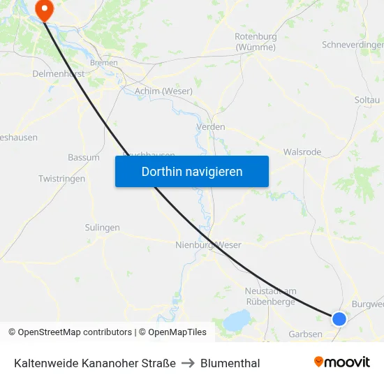 Kaltenweide Kananoher Straße to Blumenthal map