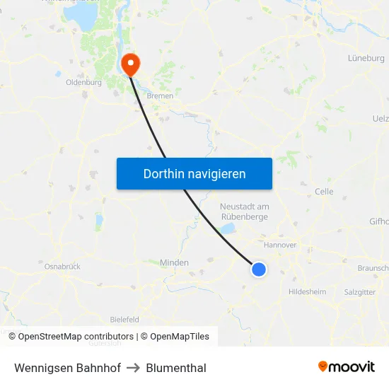 Wennigsen Bahnhof to Blumenthal map