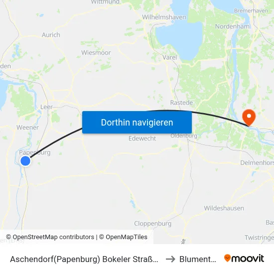 Aschendorf(Papenburg) Bokeler Straße 80 to Blumenthal map