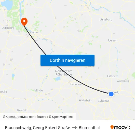 Braunschweig, Georg-Eckert-Straße to Blumenthal map