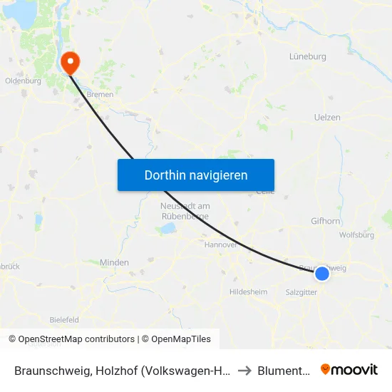 Braunschweig, Holzhof (Volkswagen-Halle) to Blumenthal map