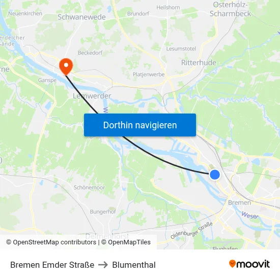 Bremen Emder Straße to Blumenthal map