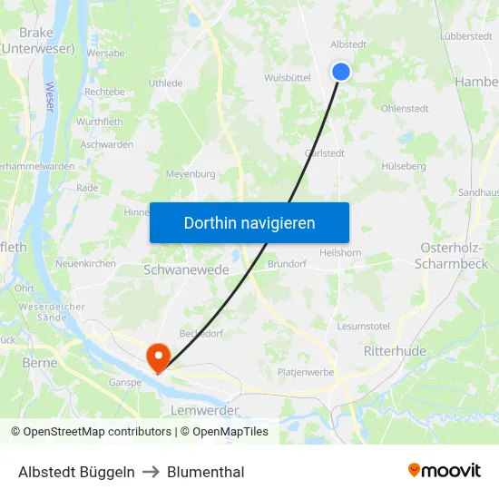 Albstedt Büggeln to Blumenthal map
