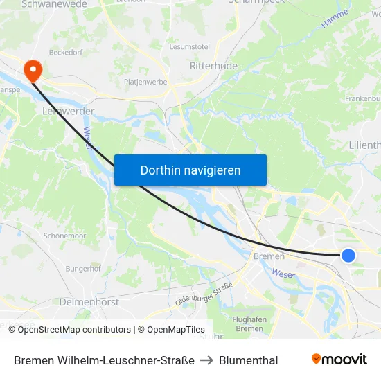 Bremen Wilhelm-Leuschner-Straße to Blumenthal map