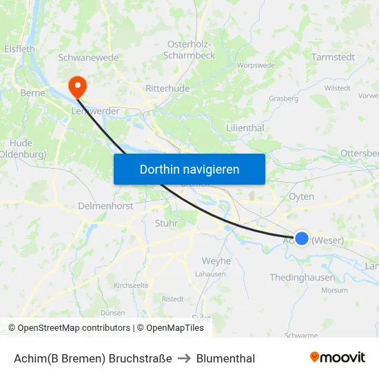 Achim(B Bremen) Bruchstraße to Blumenthal map