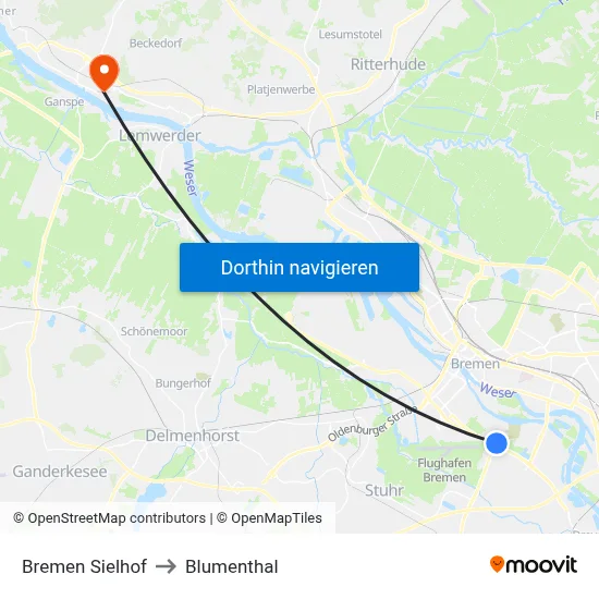 Bremen Sielhof to Blumenthal map