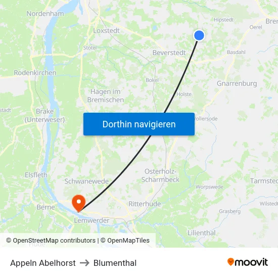 Appeln Abelhorst to Blumenthal map