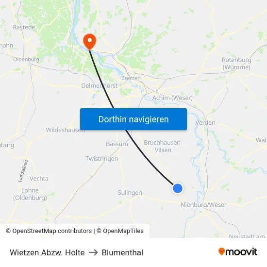 Wietzen Abzw. Holte to Blumenthal map