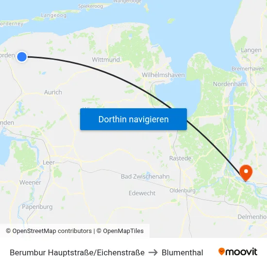 Berumbur Hauptstraße/Eichenstraße to Blumenthal map