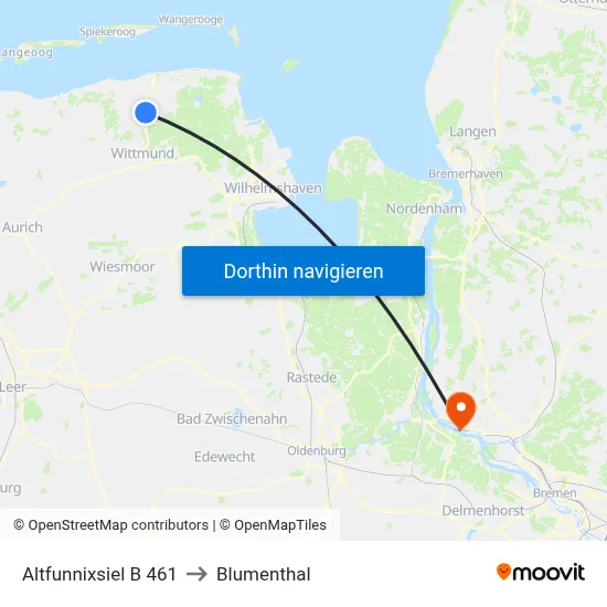 Altfunnixsiel B 461 to Blumenthal map
